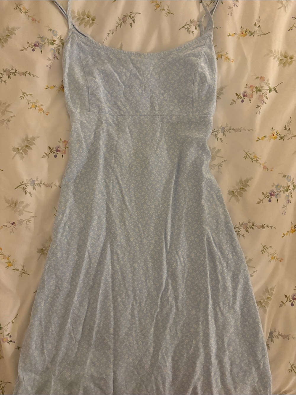Brandy Melville Pale Blue Floral Slip Dress